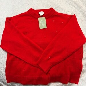 H&M Vibrant Red Women's Sweater with Subtle Details